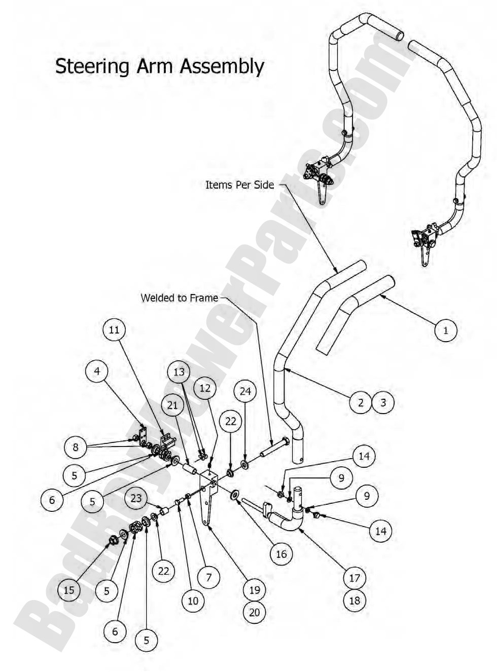2016 MZDrive Arm Assembly DiagramBad Boy Mower Parts
